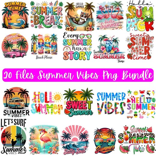 Tropical Clipart PNG Bundle: Summer Beach Vibes DIY Graphics (digital Download) - Etsy
