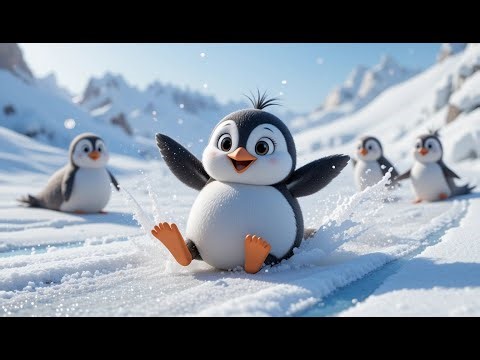 Penguin Slide Adventure | Fun & Safe 3D Animated Song for Toddlers | Learn Colors & Play in Snow