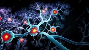 Dynamic neural network firing with vibrant energy transfer between synapses in a scientific visualization.