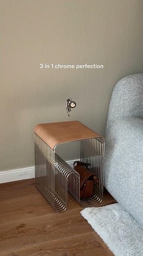 3-in-1 Side Table, Stool & Shelf: Curva the iconic chrome Design 🩶