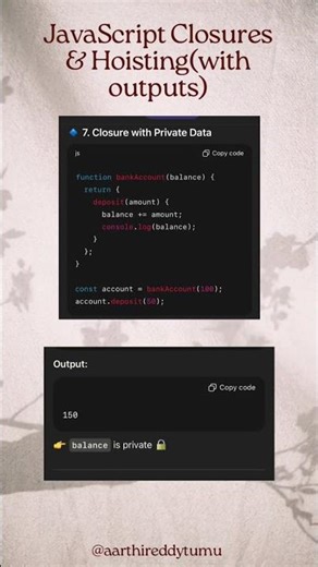 #7 JavaScript Closures & Hoisting(with outputs)
