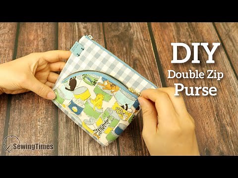 DIY 2 Zip Purse | How to make a Pouch Bag with Front Pocket [sewingtimes]