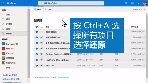 在 OneDrive 中还原已删除文件或文件夹
