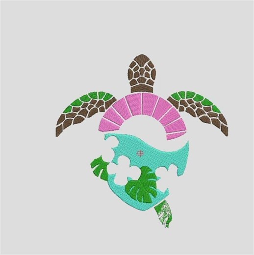 1 e rùa vẽ bằng phong cách hoa lá cực đẹp dành cho thêu thùa