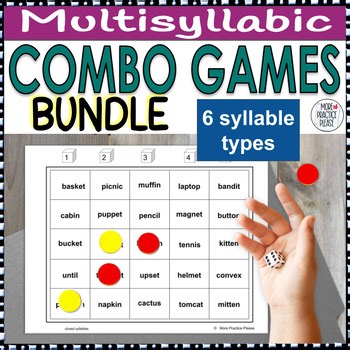 Multisyllabic Combo Games - Syllable Types Phonics Games BUNDLE with BONUS