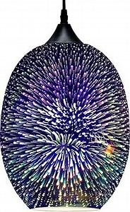 Modern 3D Fireworks Pendant Light Colorful Pendant Lights Colorful Glass Fireworks Art Pendant Light Unique Fixture for Kitchen Island Restaurant Living Room Bedroom (Dia8.6 x H12.6, Bulb Incl.)