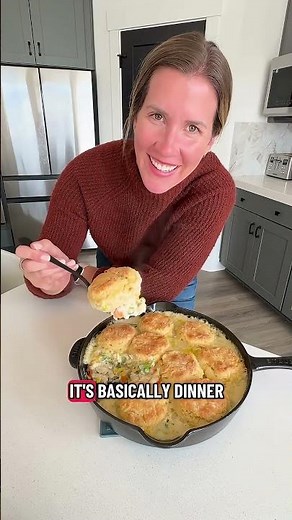 Chicken Pot Pie with Biscuits (No Crust Needed!) #comfortfood #easyrecipe