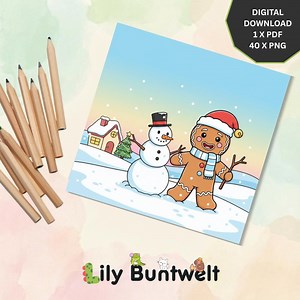 Gingerbread Man Christmas Coloring Book | 40 Pages Kids Coloring Pages Snowman Winter | Digital Download Printable | Kid-friendly - Etsy