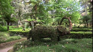 Topiary sculpture of the Elephant in Furnas Terra Nostra botanical garden. Sao Miguel, Azores, Portugal.