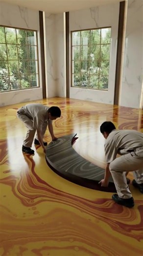 Insane Banana Floor Transformation 😱 From Concrete to Luxury Epoxy Fish Tank Room! #interiordesign