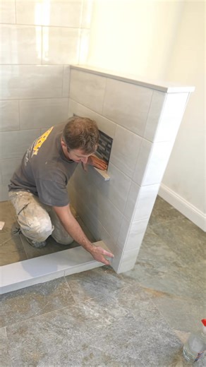 1.7K views · 13 reactions | Shower curb tile design  #DIY #tile #bathroomremodel #shower #homeimprovement #bathroomremodelingteacher | Bathroom Remodelingteacher | Facebook