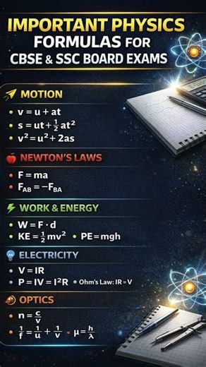Physics Important Formulas for Class 10th | CBSE & SSC | Important Formulas for board & Competitive