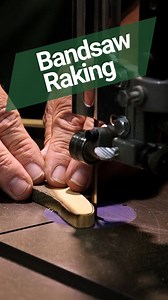 Having trouble getting the exact shape you want on your bandsaw? Sometimes the straight forward approach can make it all too easy to take off just a little too much wood. Using the raking technique you can get in close and make precisions shapes in your woodworking. Eric Gorges learned all about raking technquie at the Dallas, Texas Woodcraft. Looking to get your own bandsaw, check the L in the B #woodcraft #woodworking #woodworker #wood #design #bandsaw #powetools #tipsandtricks #maker | Woodcr
