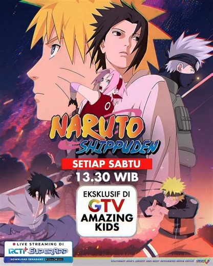 GTV Official on Instagram: "Minnnaaa! Naruto masih beraksi melawan penjahat di dunia Shinobi!! Saksikan perjuangannya bersama rakyat Konoha menciptakan kedamaian! Naruto Shippuden, setiap sabtu pukul 13.30 WIB di GTV! GTV Hadir di CHANNEL 30, ikuti cara mudahnya : * Aktifkan LCN lalu scan ulang STB Kamu * Scan otomatis TV Digital #naruto #narutoshippuden #narutogtv #sasuke #sakura #kakashi"
