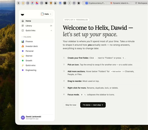 Onboarding step - sidebar personalization