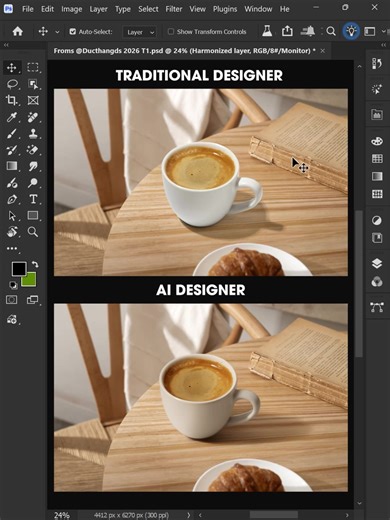 Adobe Photoshop 2026 - Photo editing tips from both the Old Designer and the AI ​​Designer #ducthangds #design #photoshoptutorial #photoshop #photoshoptips