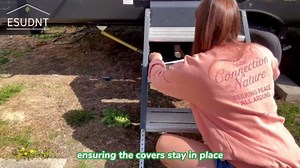 RV Step Covers - Camper Step Rug with Hand Drawn Design, Green, Non-Slip Stair Covers with Easy Installation, Pet and Kid Friendly, Easy to Clean, Fits RV and Trailer Steps, 4Pack, 24"x7.5"