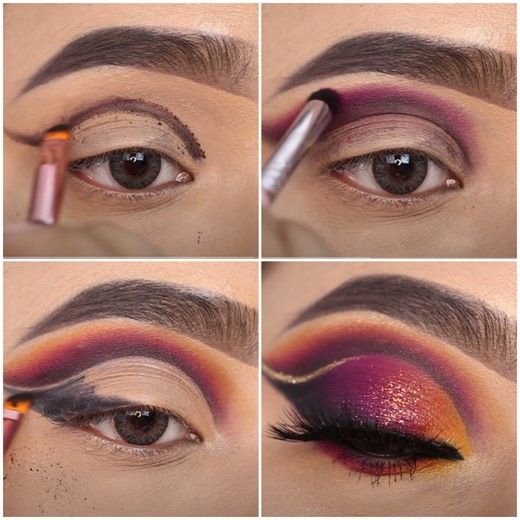 Purple pink smokey bridal eye makeup 🌟 | Learning with Shilpa