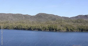 Inside passage Alaska cruise ship pine forest. The Inside Passage a coastal route for ships and boats. Network of natural island channels weave through the Pacific Northwest coast of the North America
