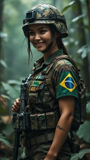 🇧🇷 Brazilian Female Soldier in the Jungle – Courage Amid the Green #army #femalearmy #brazil