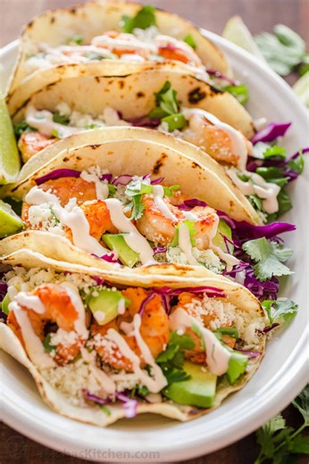 These Shrimp Tacos will win you over. 🍤🌮 Recipe: https://natashaskitchen.com/shrimp-tacos/ | NatashasKitchen.com