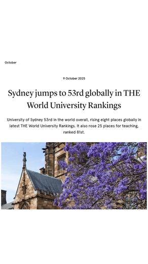 University of Sydney in the latest Times Higher Education rankings sees it ranked 53rd in the world | NSU Admission Information | Facebook