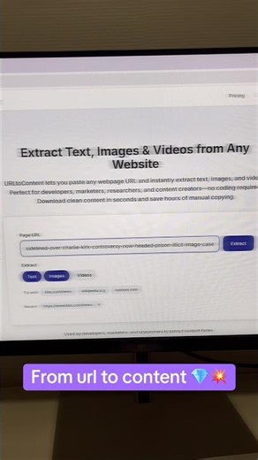 Extract all contents from any website UrlToContent.com #automation #saas #webscraping
