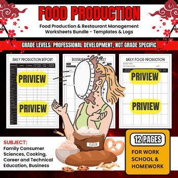 Food Production & Restaurant Management Worksheets Bundle - Templates Logs