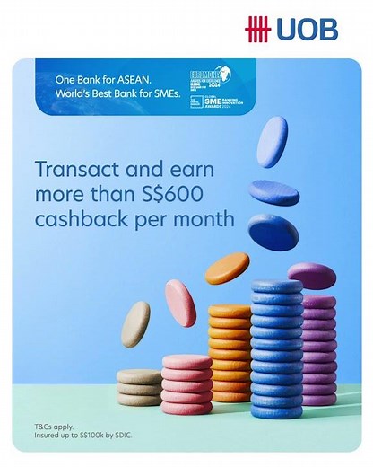 Transact and earn more than S$600 cashback per month with UOB eBusiness Account