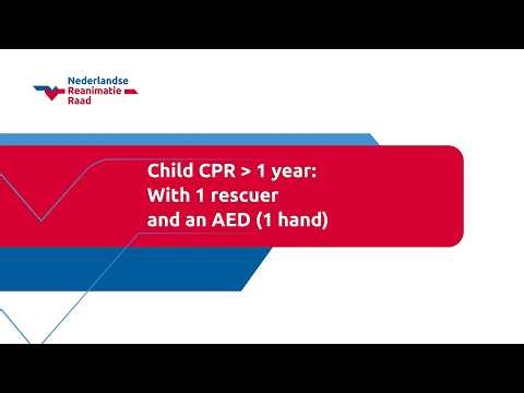 Child CPR older than 1 year: With 1 rescuer and an AED (1 hand)