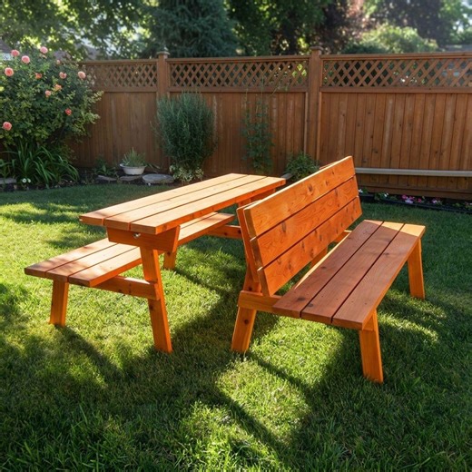 Convertible Picnic Table Plans | DIY Bench Woodworking Blueprint (PDF Download) - Etsy