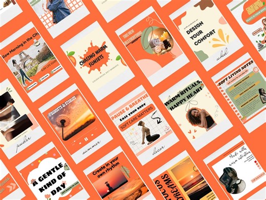 Orange Social Media Template, Editable Social Media Post & Story Design - Etsy Canada