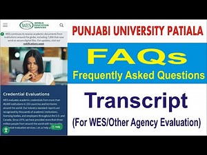 FAQ How to apply Transcript for WES Evaluation Punjabi University Patiala online form Verification