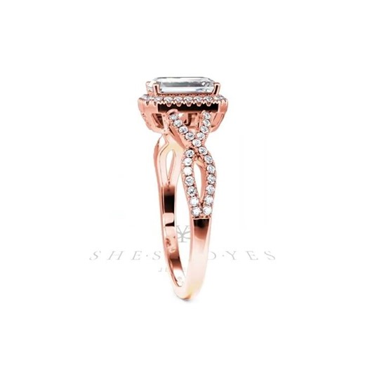 "Eternal Motion" Emerald Cut Halo Engagement Ring