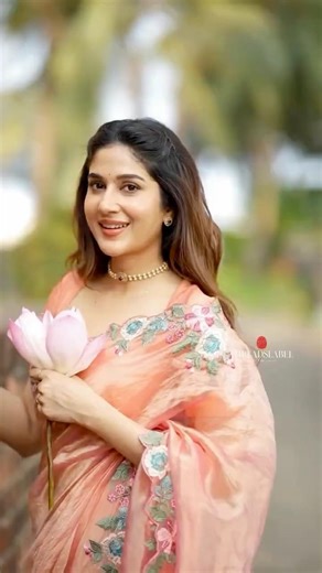 Peach soft tissue saree with embroidery blouse #saree #blouse