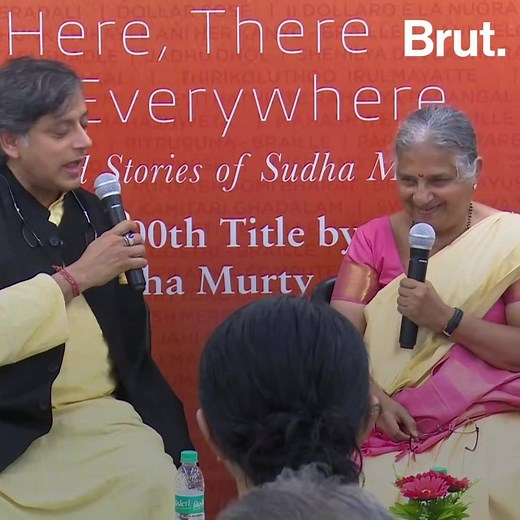 Shashi Tharoor dons the hat of a literary critic in this interaction with acclaimed author and philanthropist Sudha Murty, who just published her 200th title, “Here, There and Everywhere”. | Brut India