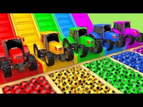 Colorful Tractor Toys Dump Balls | Fun Kids Learning Colors Video 🚜🌈