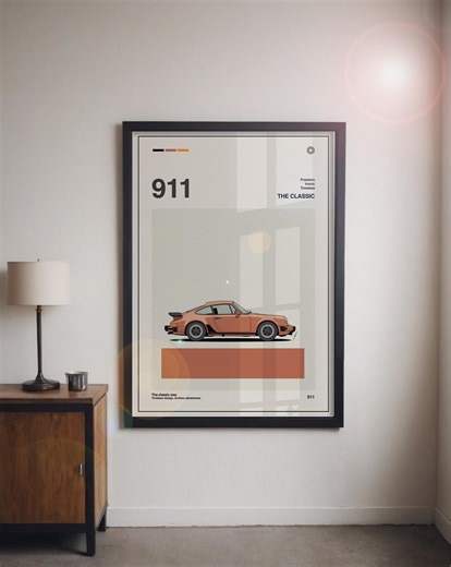 Vintage Porsche 911 Framed Poster | Timeless Automotive Wall Art - Etsy