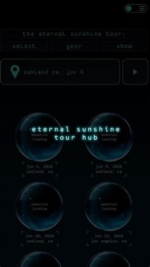 the eternal sunshine tour hub ꕤ get info on shows, pop-ups, merch and more