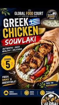 Greek Chicken Souvlaki | Easy Mediterranean Grilled Chicken Recipe 🇬🇷 #globalfoodcourt #trending