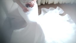 Attractive beautiful bride posing in her wedding dress