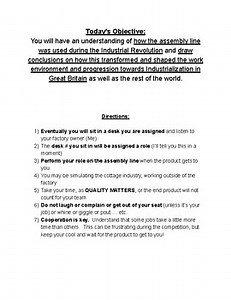 Assembly Line VS. Cottage Industry Classroom Simulation