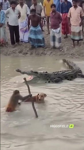 Brave Monkey Saves Dog from Crocodile in Unbelievable Footage