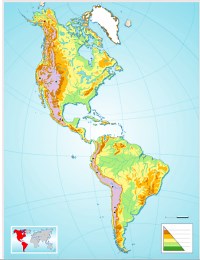 América: Mapa físico mudo