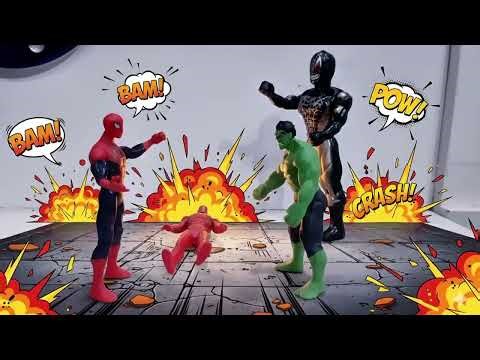 Spiderman vs Venom & Hulk | Action Figure Battle | #spidermanvsvenom #hulksmash #hulk #spidermantoys