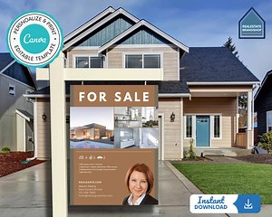 Real Estate Yard Sign, for Sale Yard Sign, Realtor Yard Sign, Realtor for Yard Sign, Canva Real Estate Open House Sign Template - Etsy