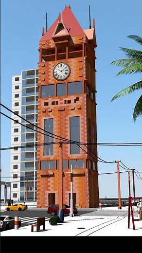 3D Clock Tower - Dramatic Collapse Simulation