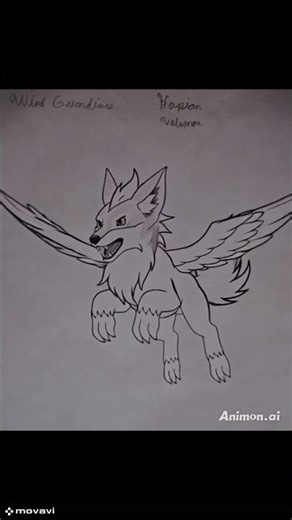 HapionVolvmon #ai #digimon #test #originalcharacter #oc #flying #wings #wolf #fox
