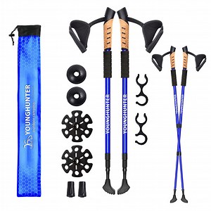 [Hot Item] Lightweight 65-135cm Available Blue Color Aluminum Trekking Poles with Anti-Shock Cushioning Telescopic Adjustment