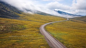Dempster Highway crossing the wilderness of Yukon
